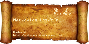 Matkovics Lotár névjegykártya